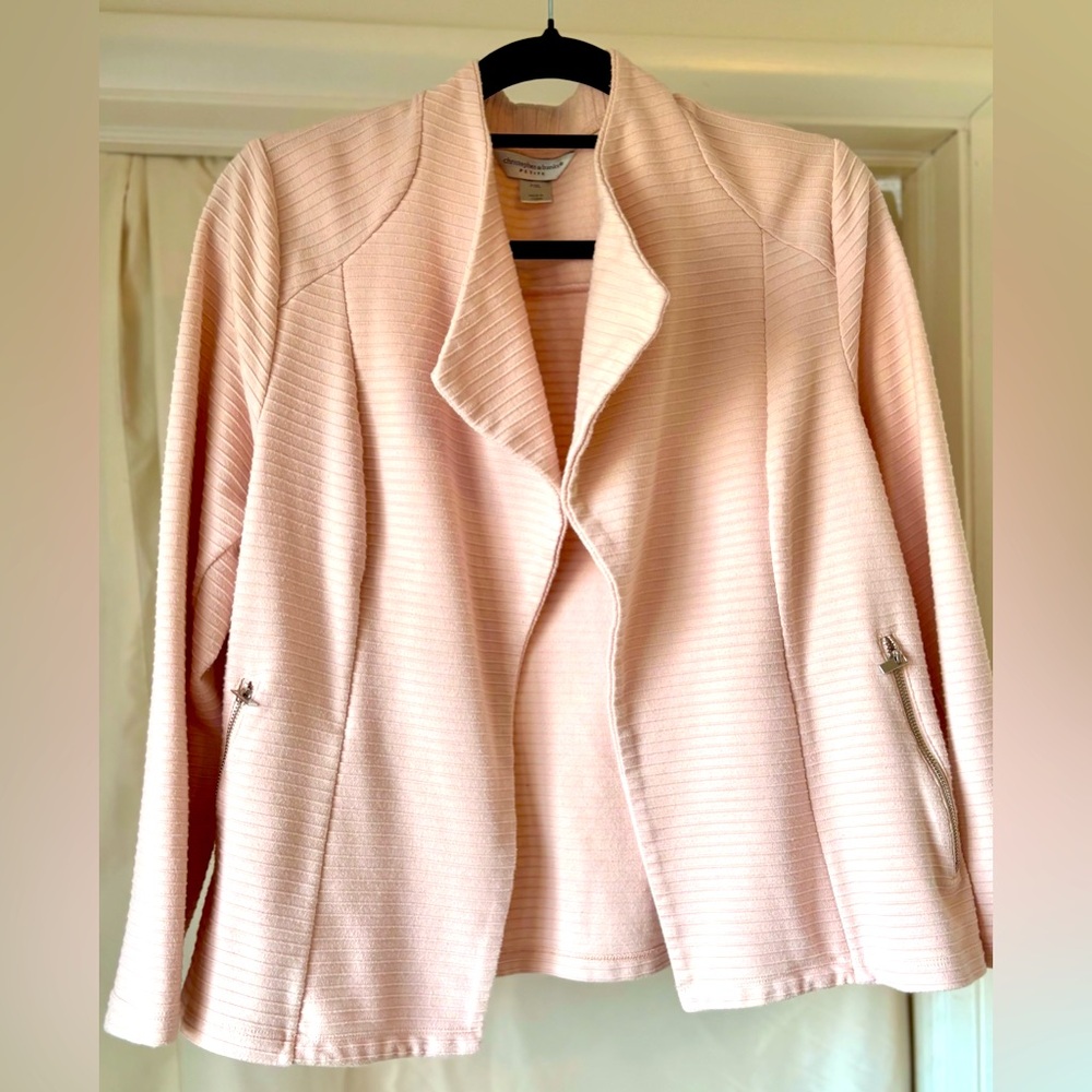 Christopher & Banks Lightweight Pale Pink Blazer w/Zip Pockets Size XL Petite